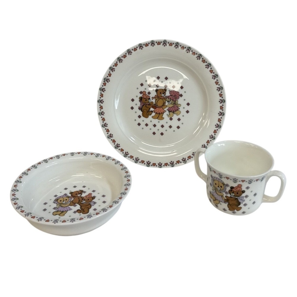 Sango Dancing‎ Bears 3 Piece Bone China Childrens Set 3935 D Korea